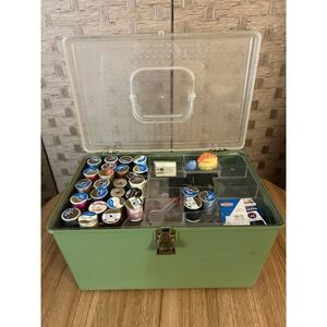 Sewing Case & Lot of Vintage Sewing Notions Electric Scissors Button Holer More‎